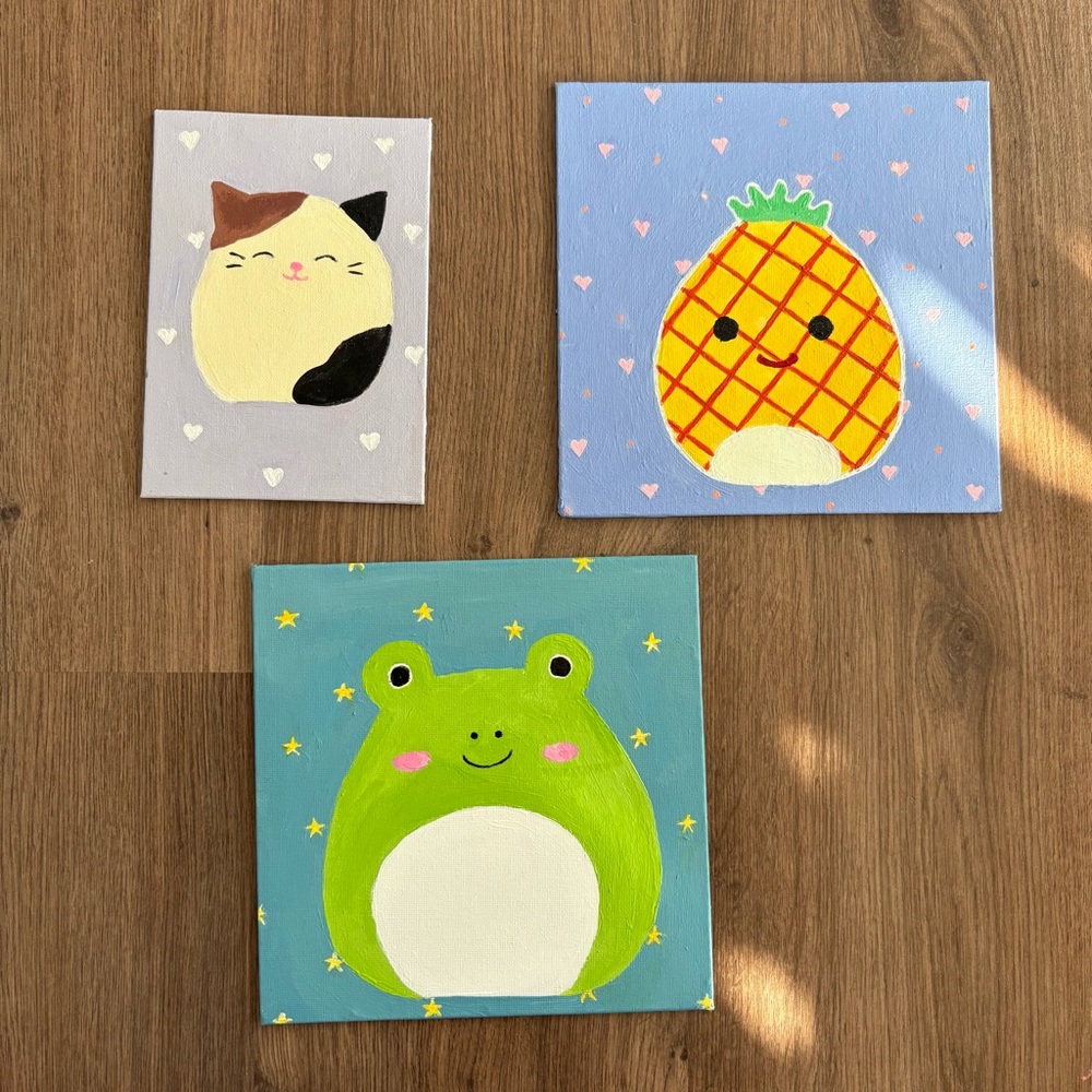 Squishmallow original Wall Art Paintings ($12 each!) Xmas Gift! Collectible Cute
